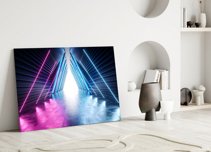 Neon Triangle Corridor Glass Wall Art