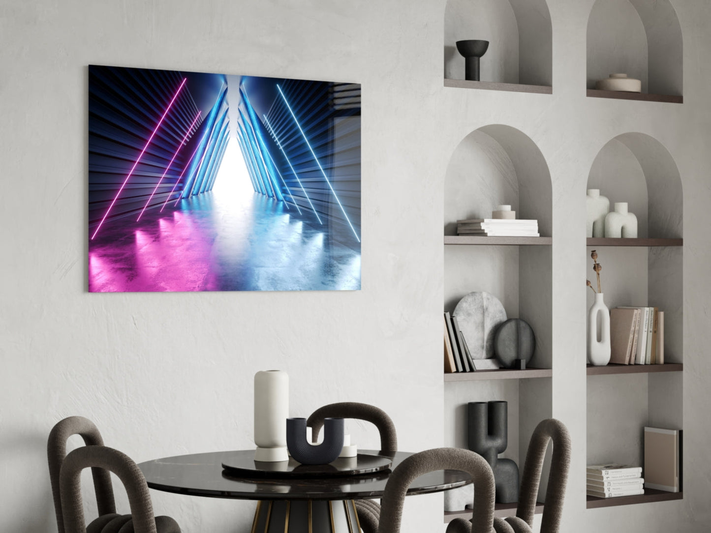 Neon Triangle Corridor Glass Wall Art