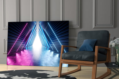 Neon Triangle Corridor Glass Wall Art