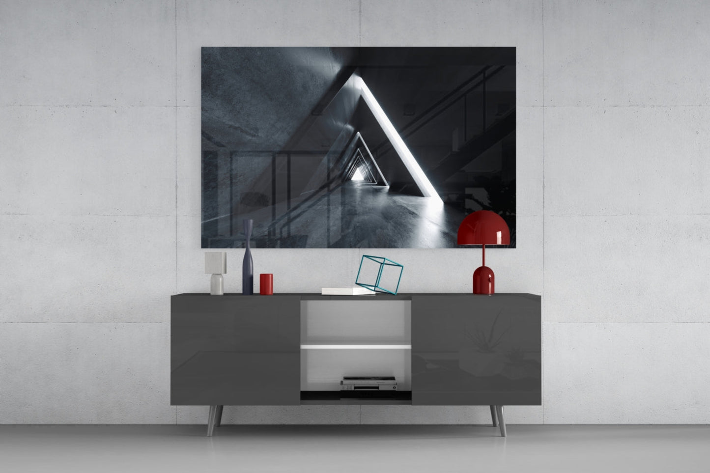 Triangle Tunnel Glass Wall Art