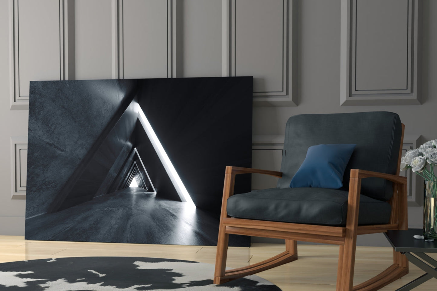 Triangle Tunnel Glass Wall Art