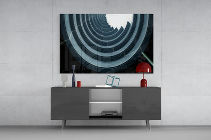 Curved Concrete Spiral Ceiling Glass Wall Art