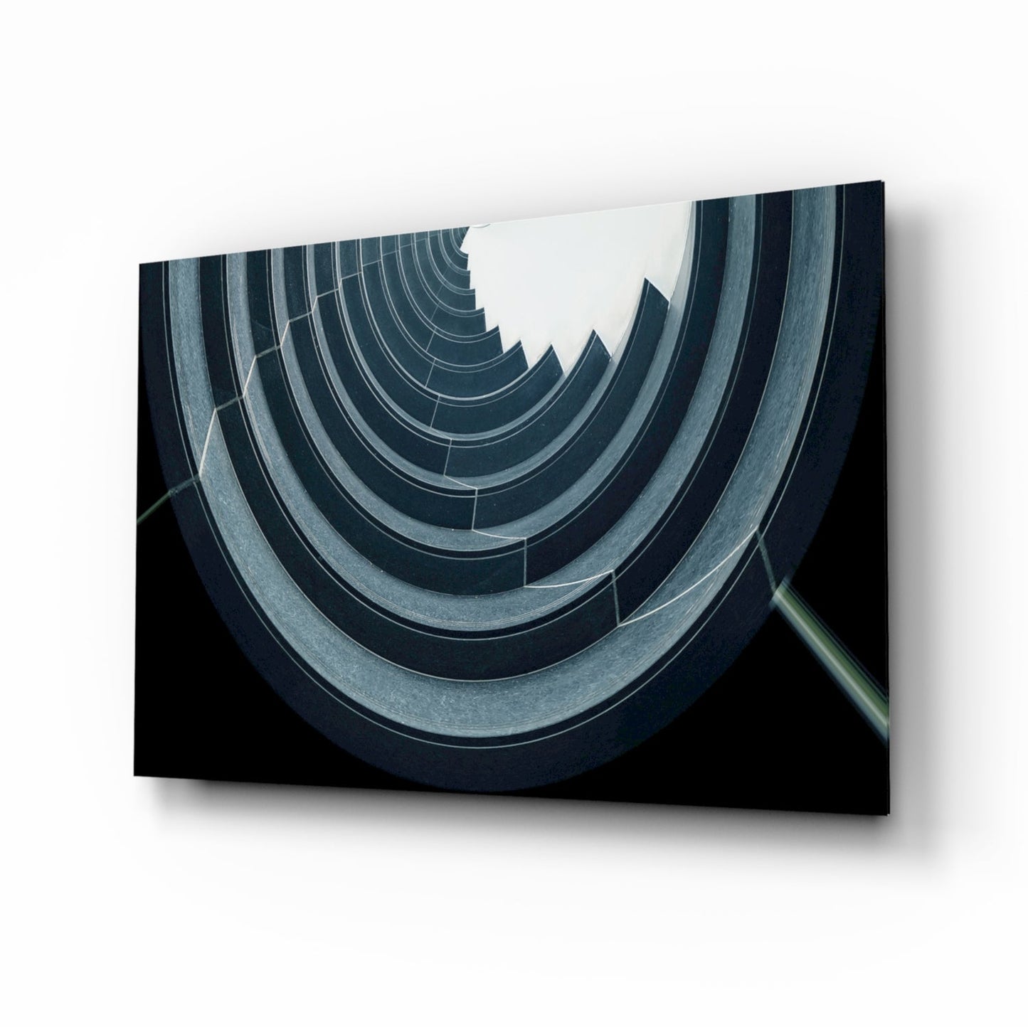 Curved concrete spiral ceiling glass wall art with polished finish