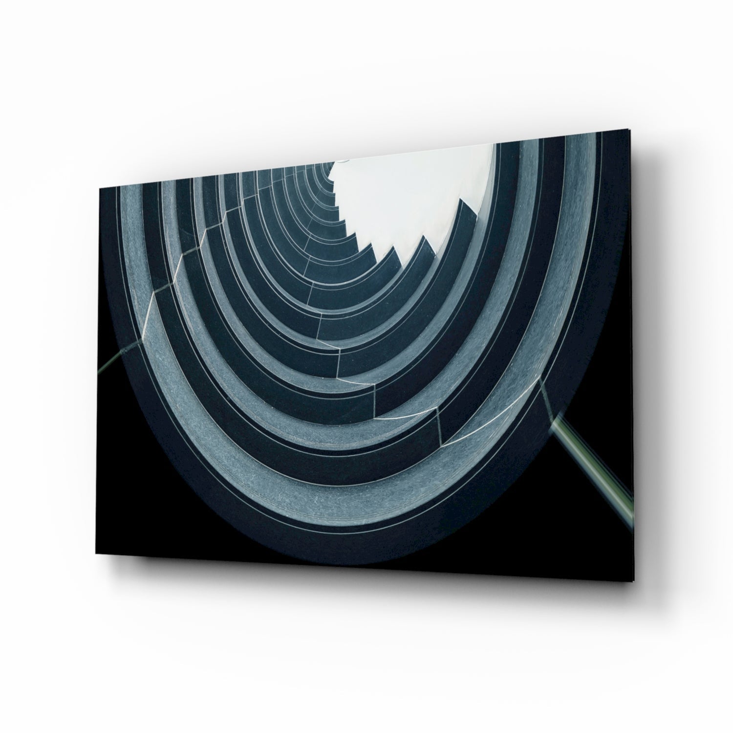 Curved concrete spiral ceiling glass wall art with polished finish