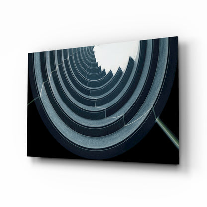 Curved concrete spiral ceiling glass wall art with polished finish