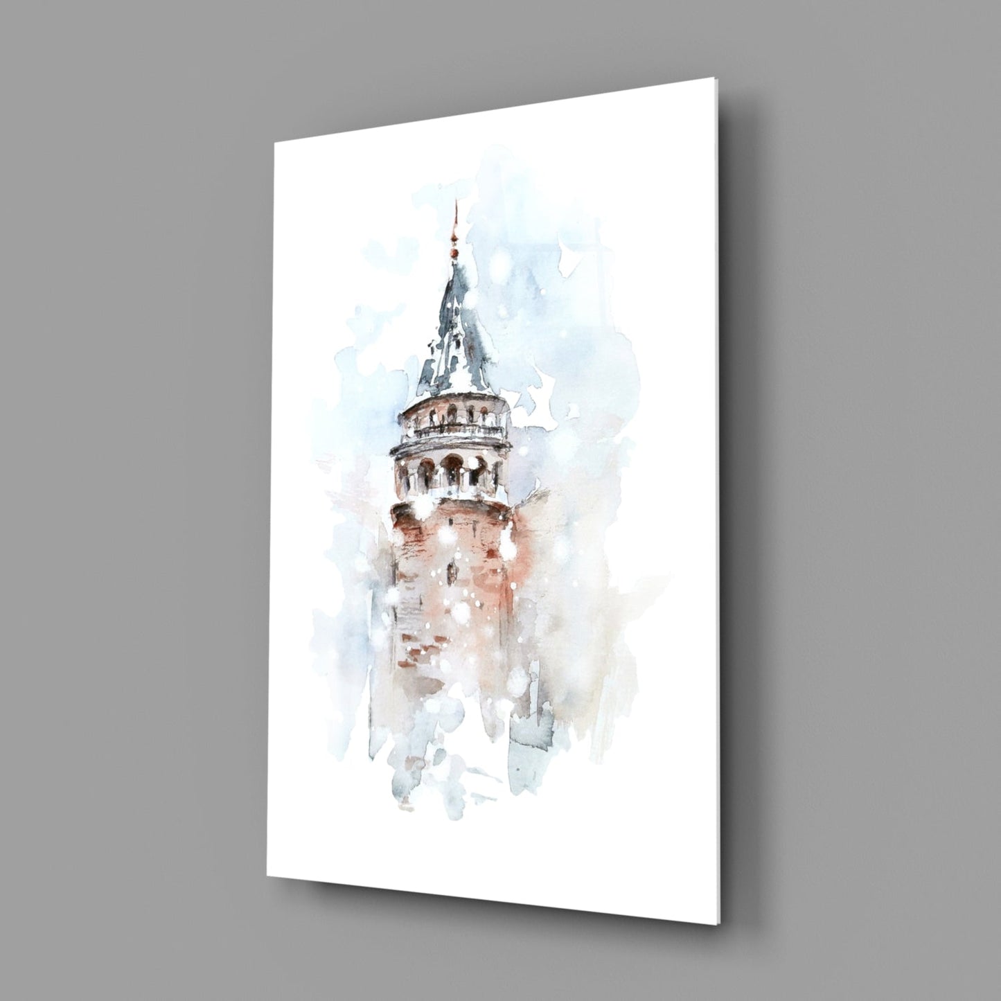 Galata Tower Watercolor Glass Wall Art