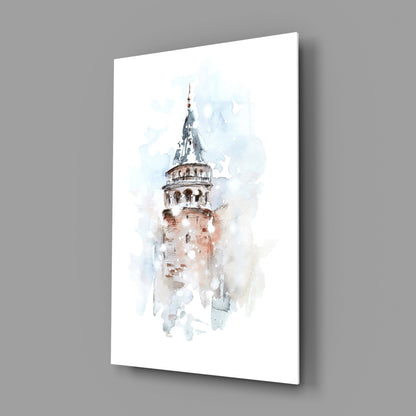 Galata Tower Watercolor Glass Wall Art