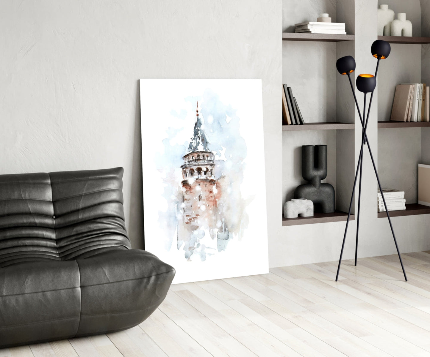 Galata Tower Watercolor Glass Wall Art