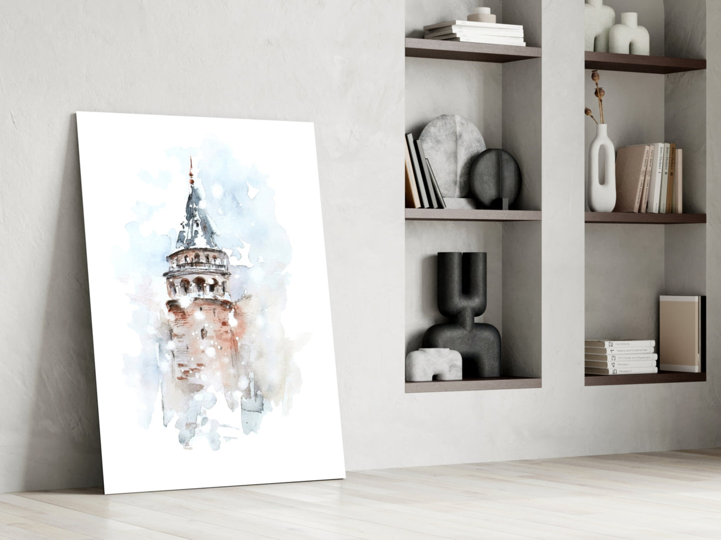 Galata Tower Watercolor Glass Wall Art