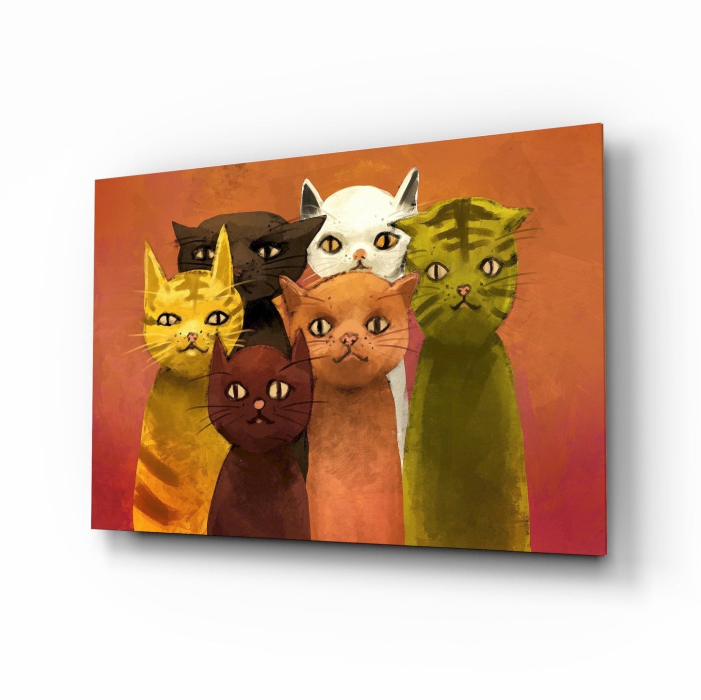 Cats together glass wall art print of two cats on tempered glass