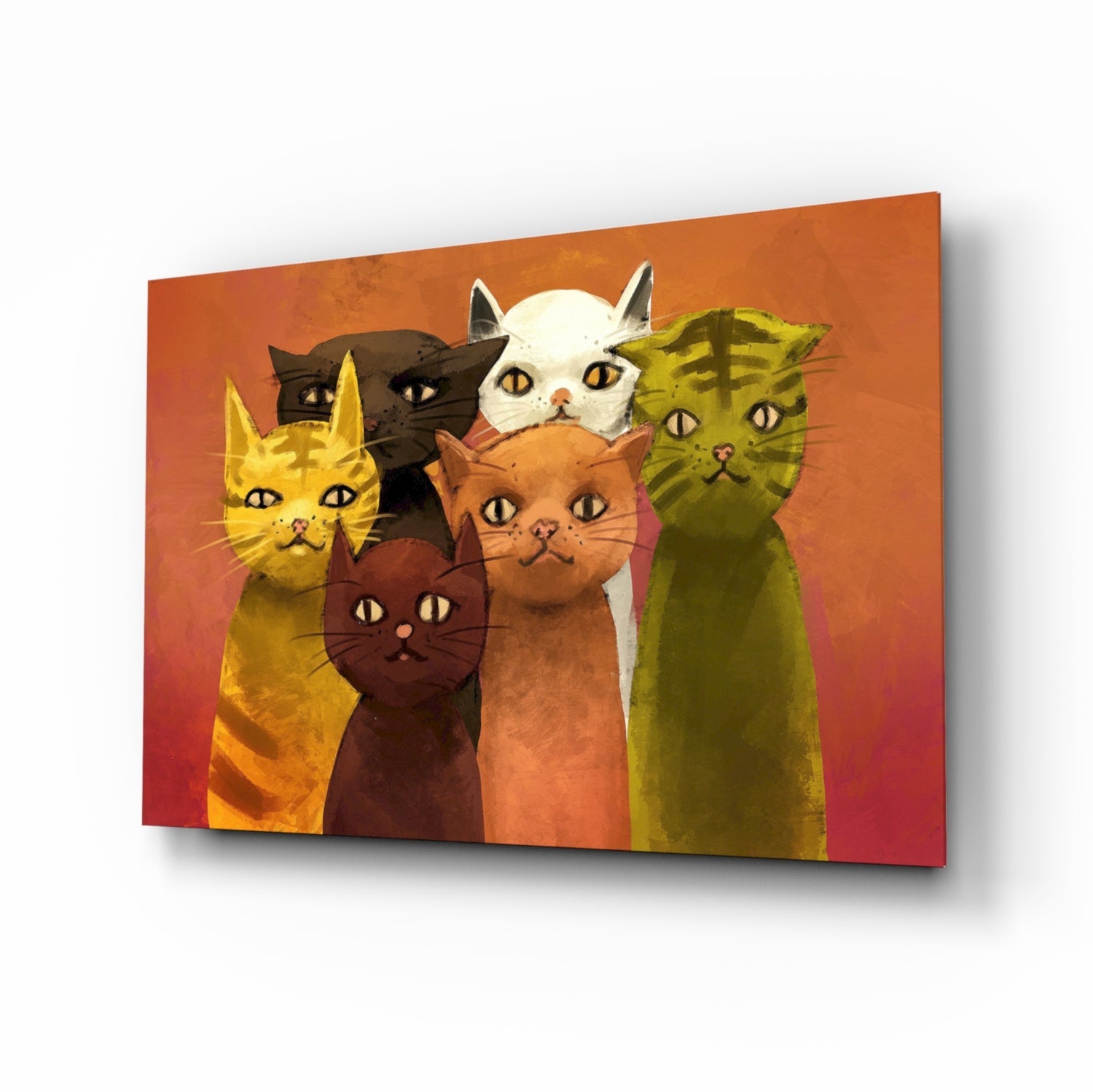 Cats together glass wall art print of two cats on tempered glass