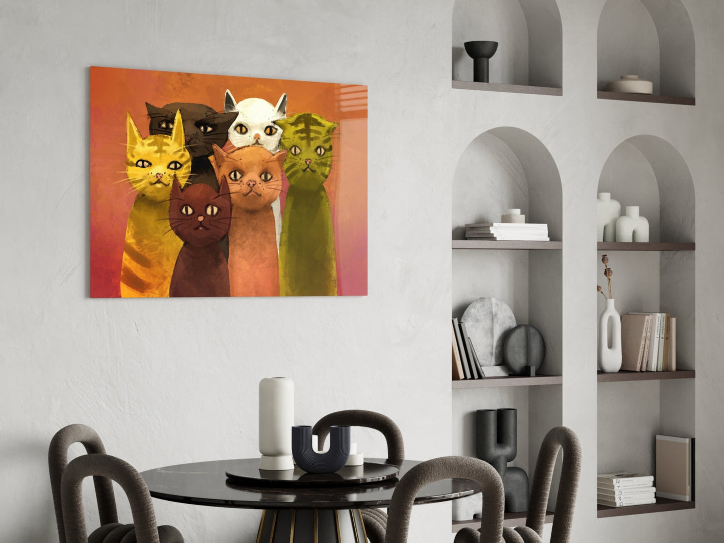 Cats Together Glass Wall Art Print