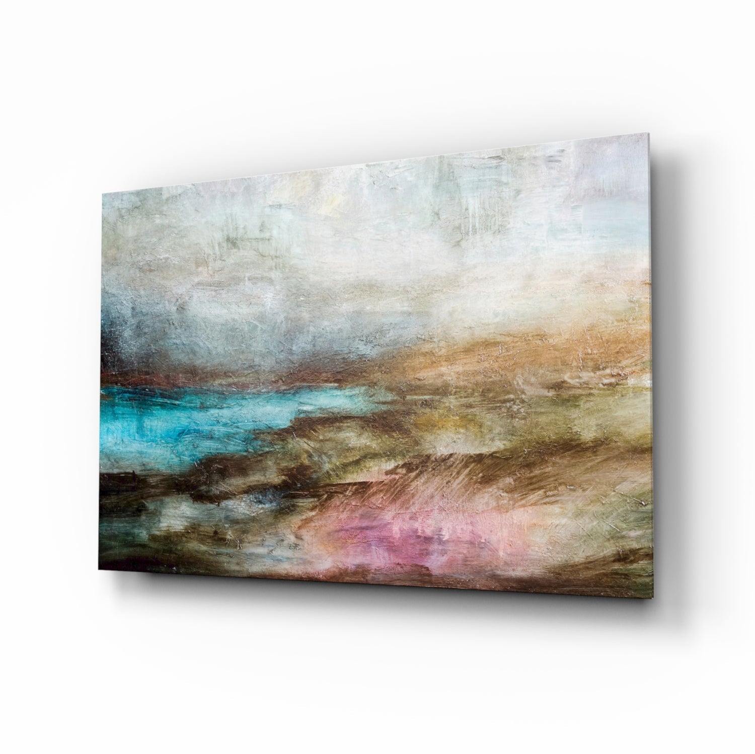 Misty turquoise cove glass wall art