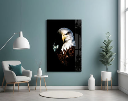 Bald Eagle Portrait Glass Wall Art