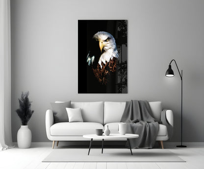 Bald Eagle Portrait Glass Wall Art