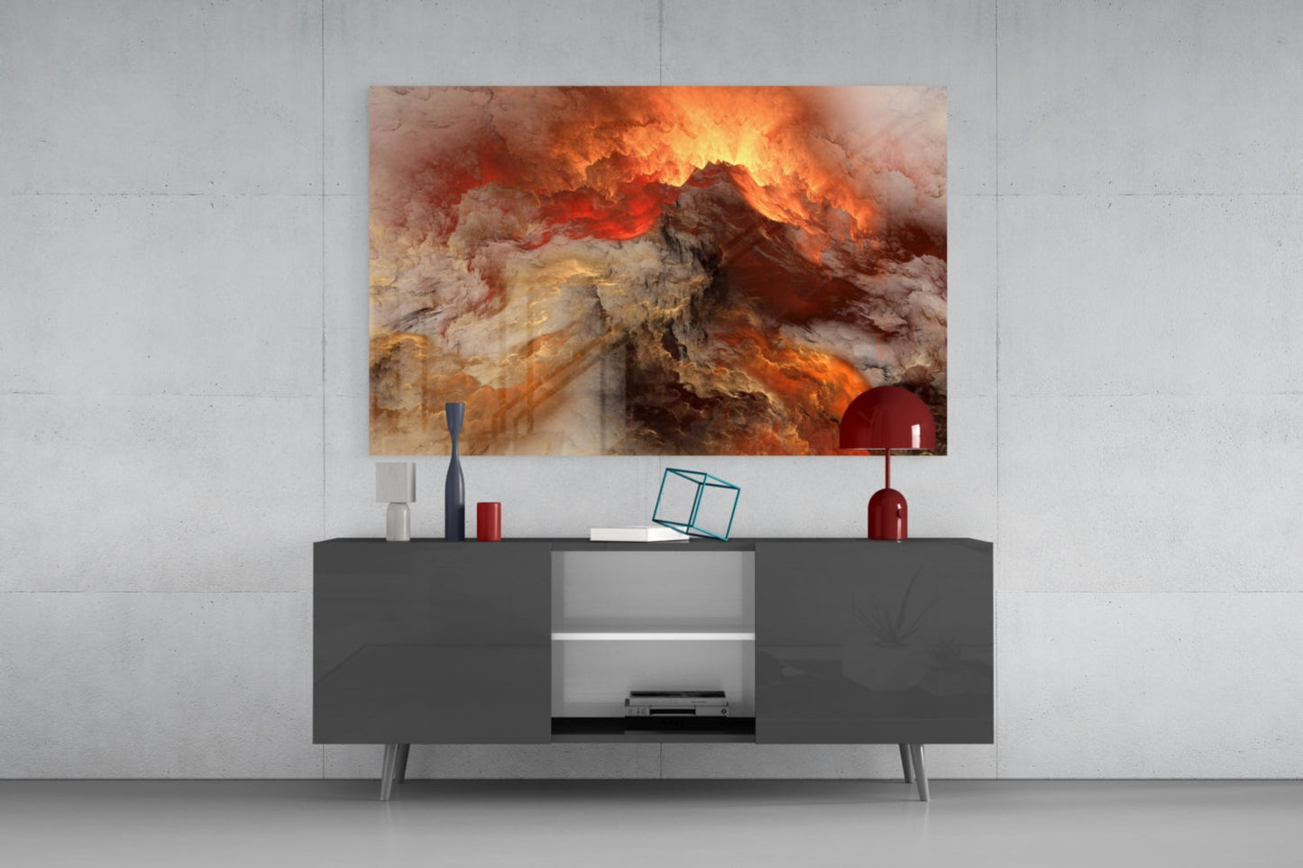 Crimson Apocalypse Cloudscape Glass Wall Art