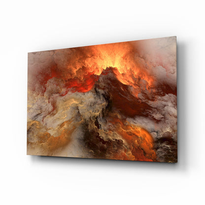 Crimson apocalypse cloudscape glass wall art