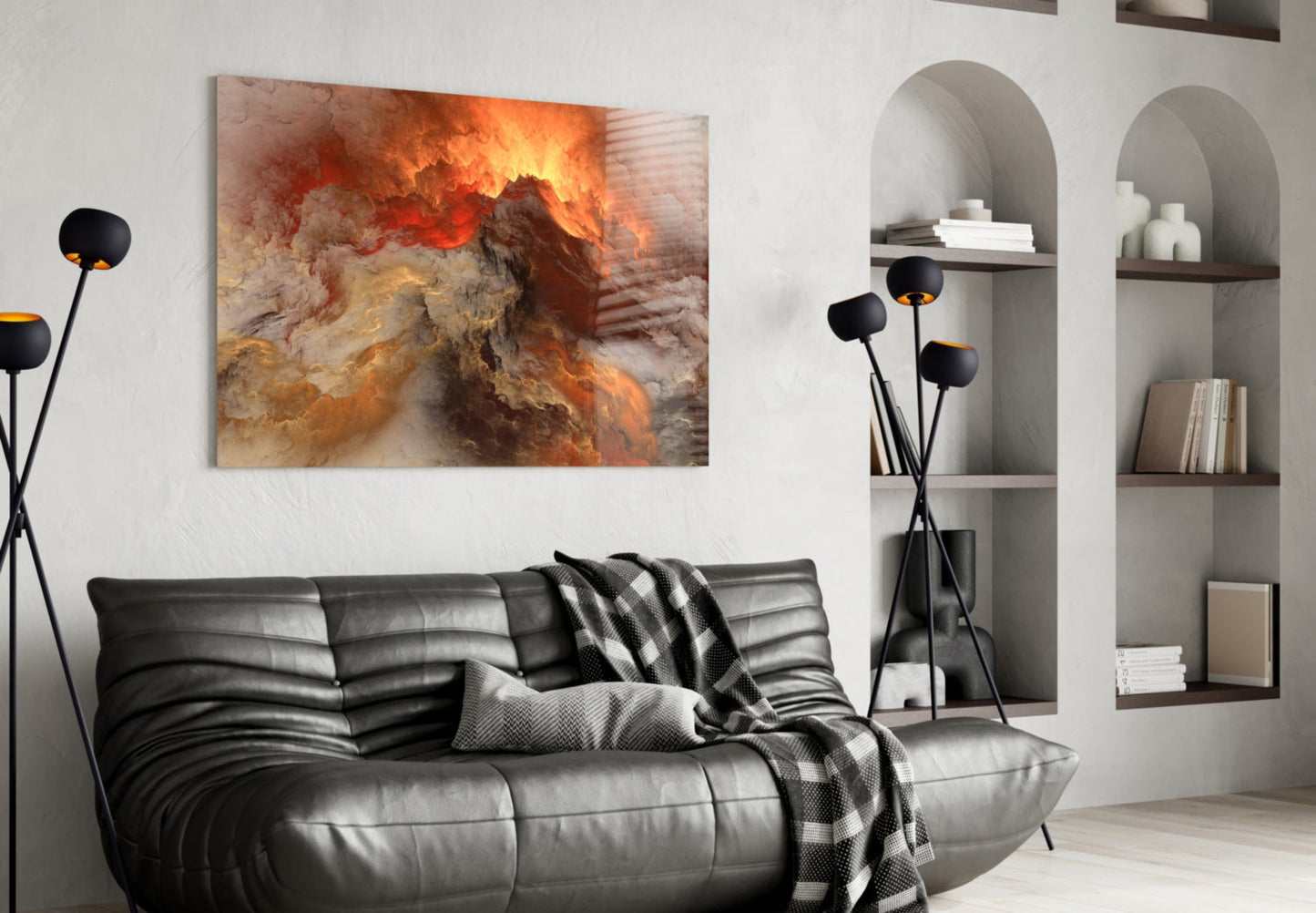 Crimson Apocalypse Cloudscape Glass Wall Art