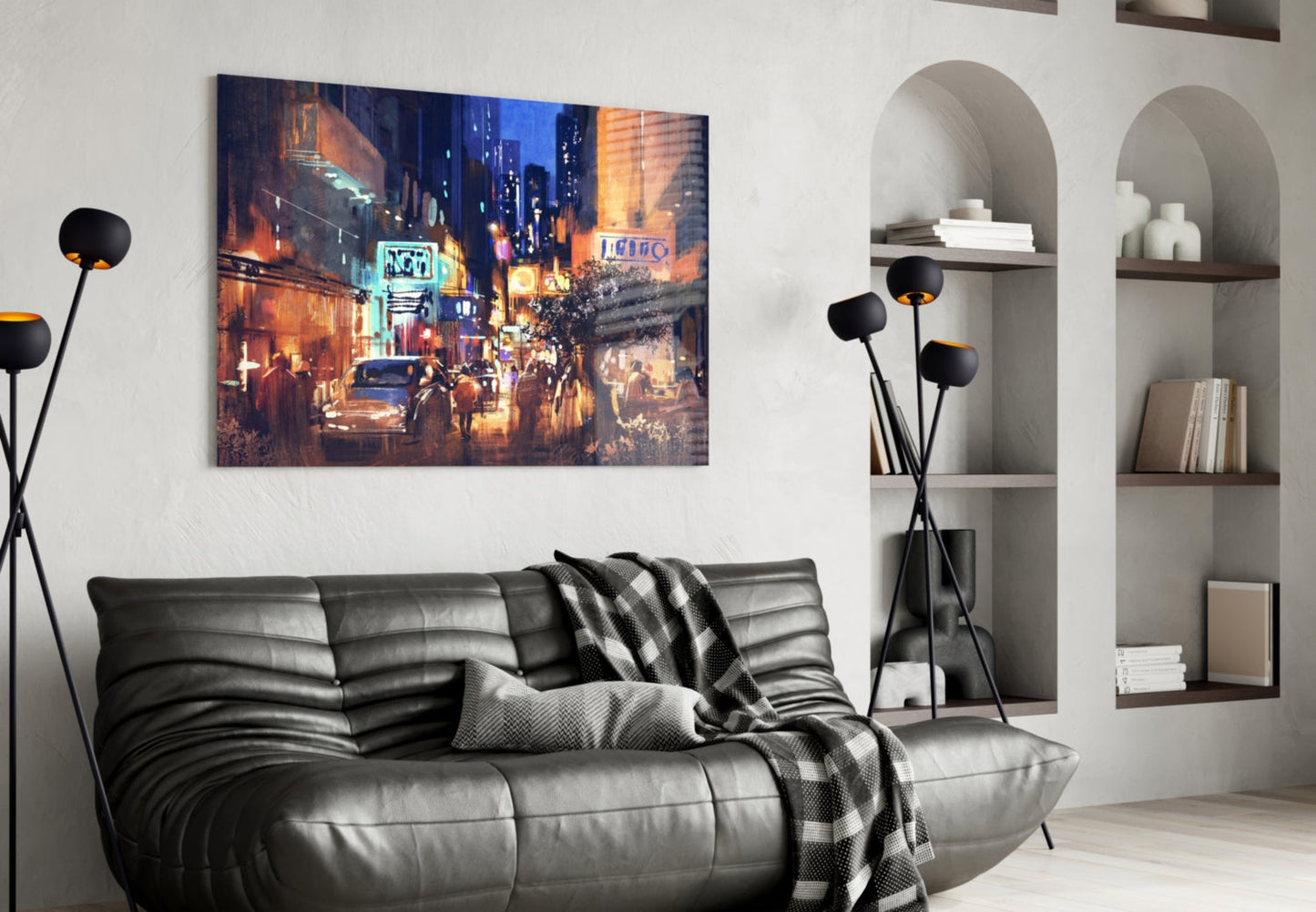 Neon Alley Glass Wall Art