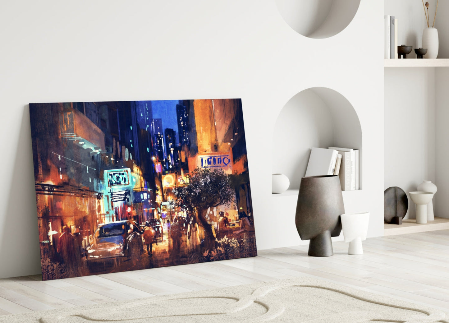 Neon Alley Glass Wall Art