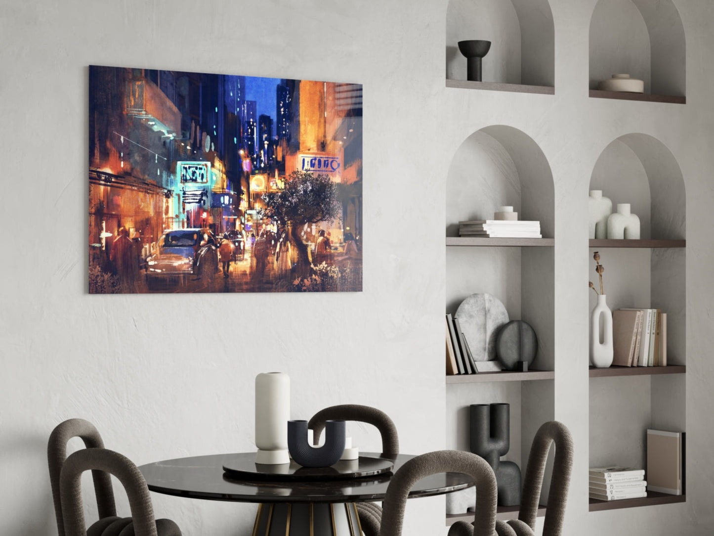 Neon Alley Glass Wall Art