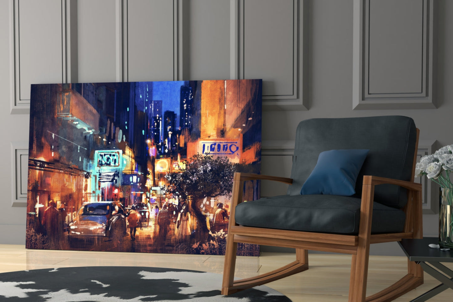 Neon Alley Glass Wall Art