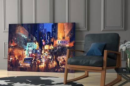 Neon Alley Glass Wall Art