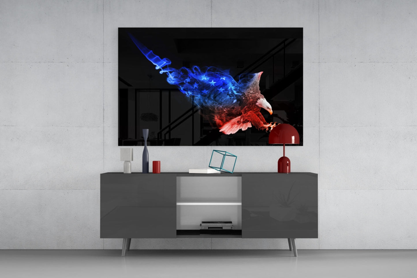 American Eagle Flag Smoke Glass Wall Art