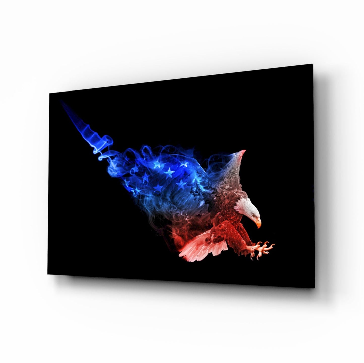 American eagle flag smoke glass wall art