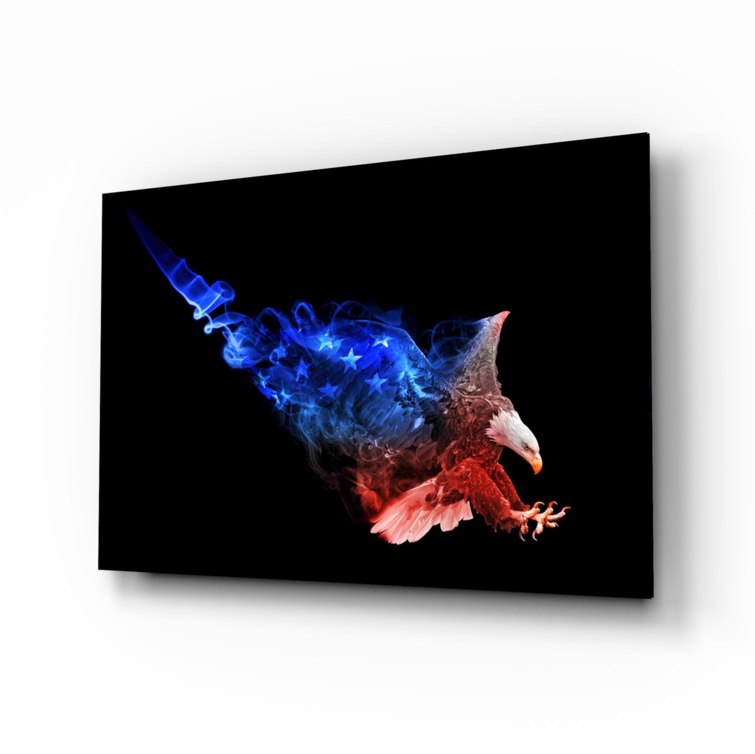 American eagle flag smoke glass wall art