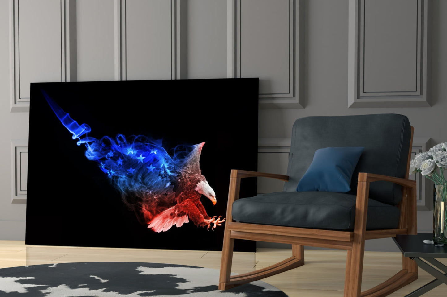 American Eagle Flag Smoke Glass Wall Art
