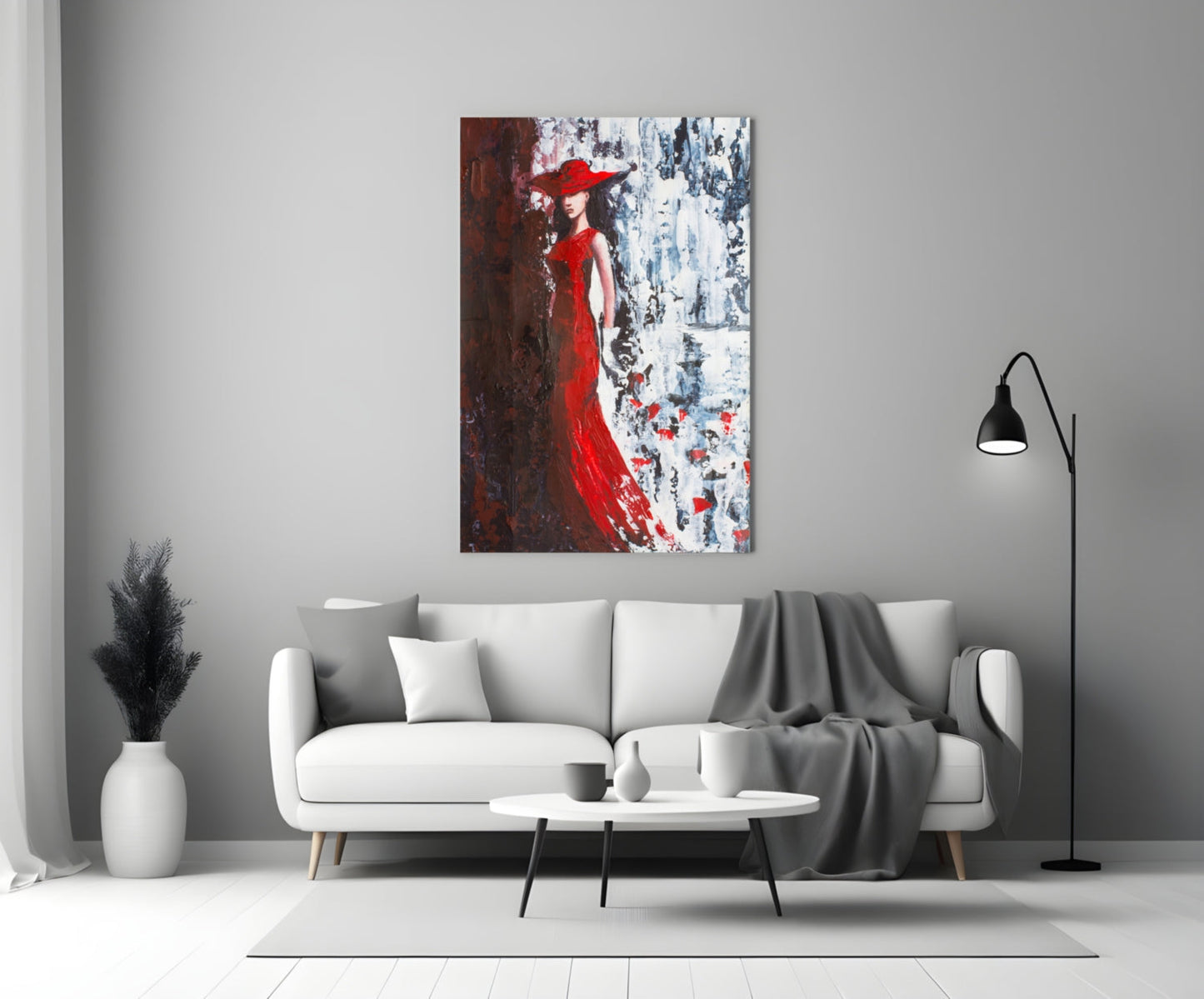 Woman In Red Hat Glass Wall Art