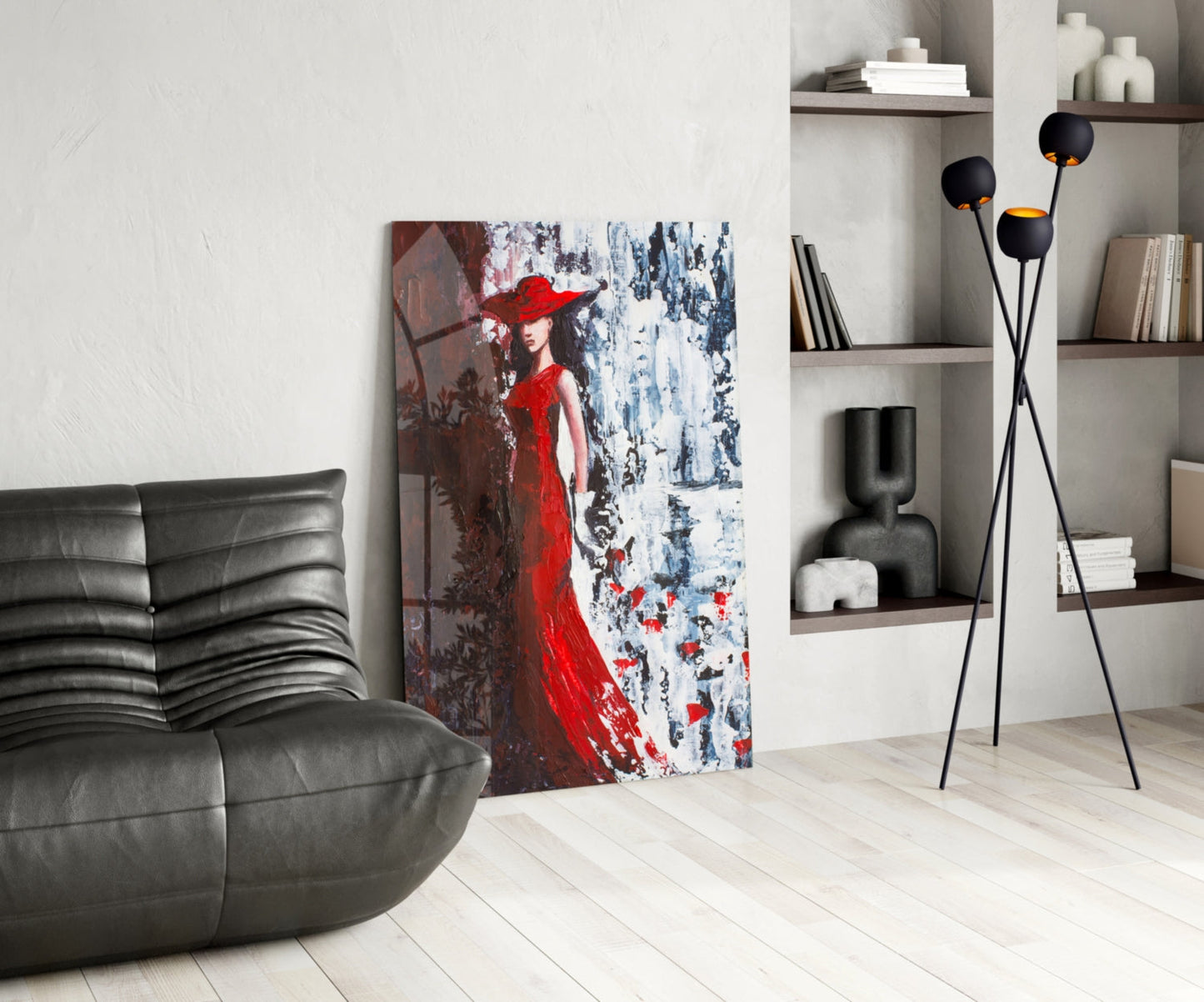 Woman In Red Hat Glass Wall Art