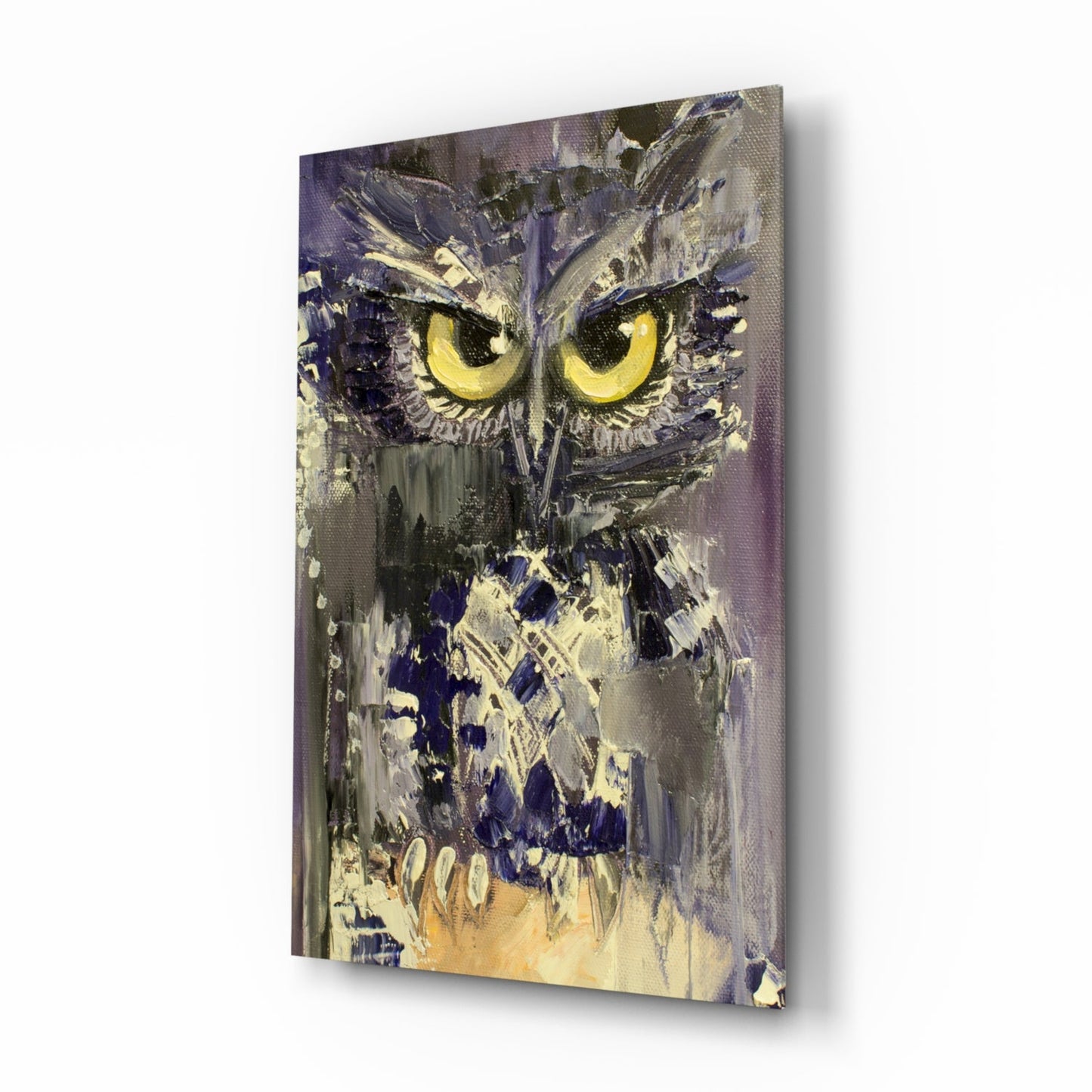 Yellow Eyed Owl Painting Glass Art