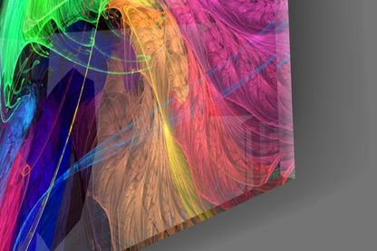 Colorful Fractal Feathers Glass Wall Art