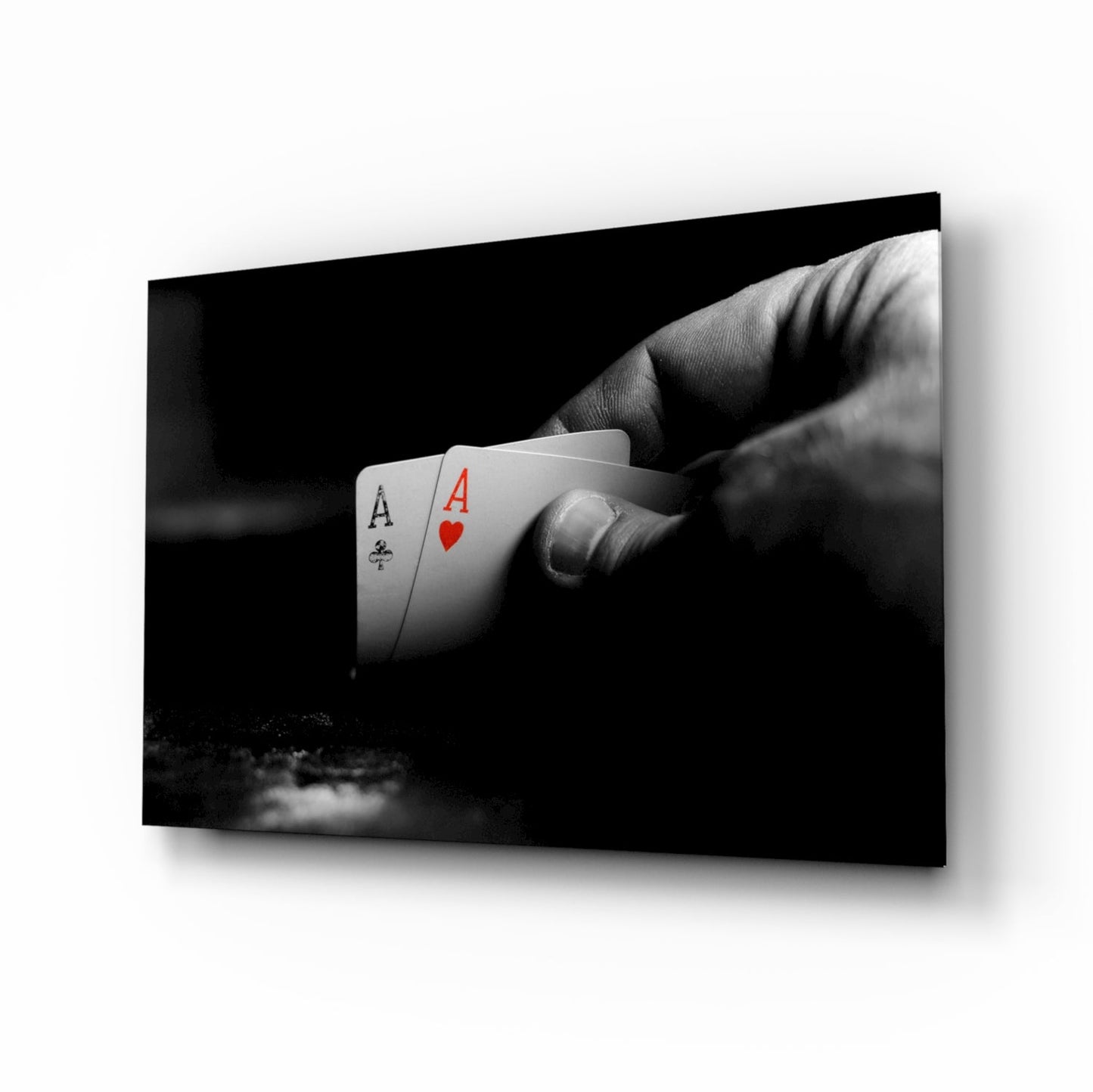 Playing cards glass wall art ace cards noir