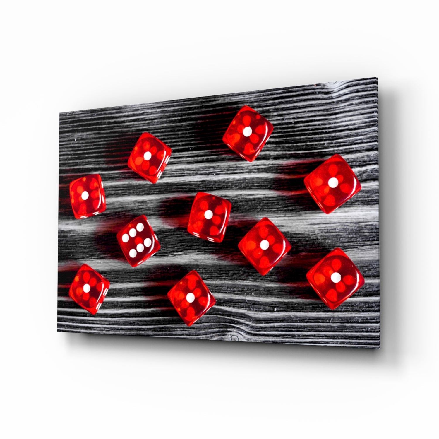 Red dice still-life glass wall art
