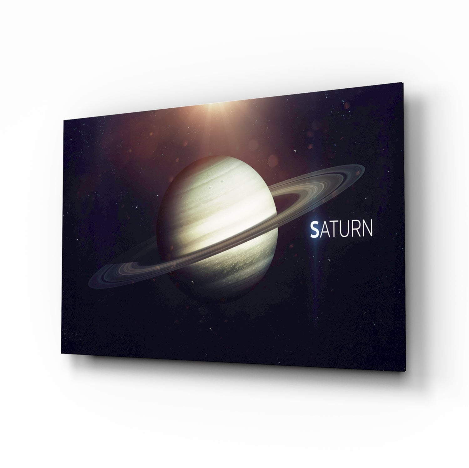 Golden Saturn space glass wall art