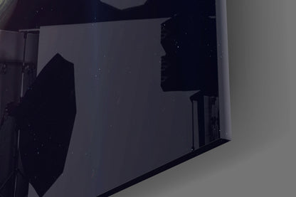 Golden Saturn Space Glass Wall Art