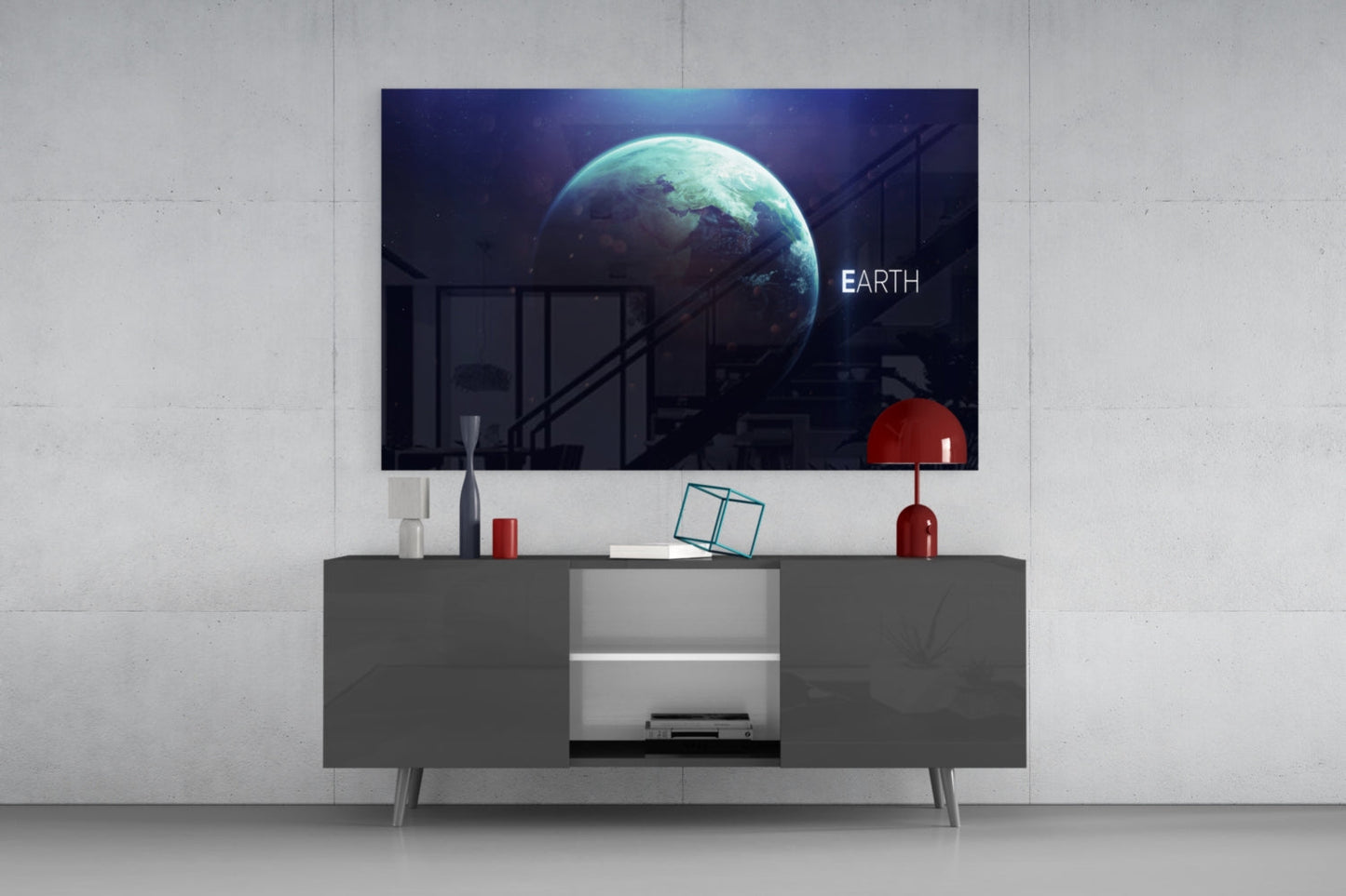 Blue Planet Earth Glass Wall Art