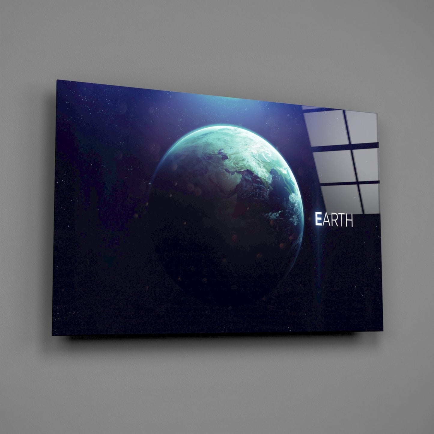Blue Planet Earth Glass Wall Art