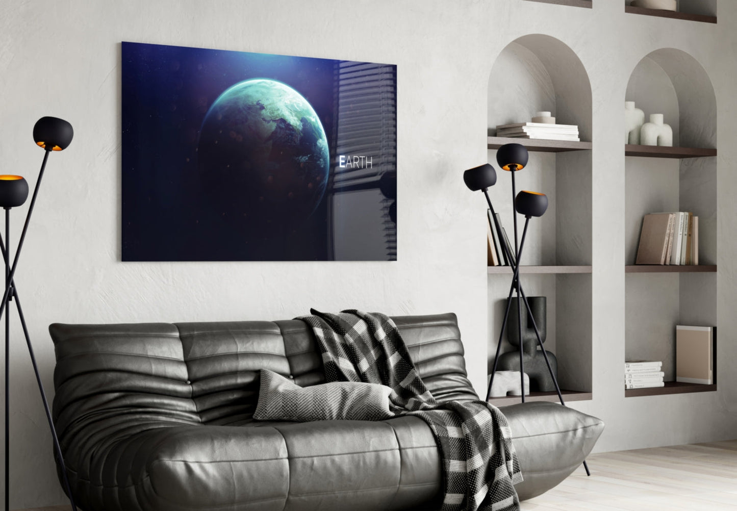 Blue Planet Earth Glass Wall Art