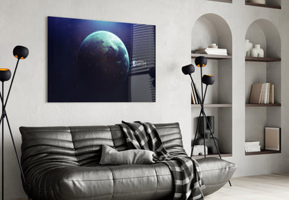 Blue Planet Earth Glass Wall Art