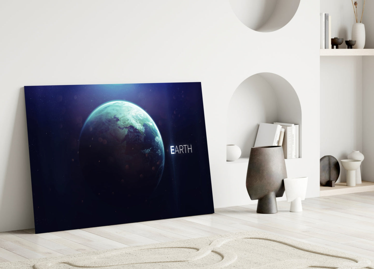 Blue Planet Earth Glass Wall Art