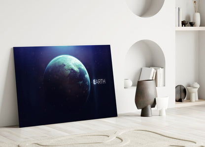 Blue Planet Earth Glass Wall Art