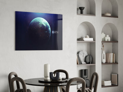 Blue Planet Earth Glass Wall Art