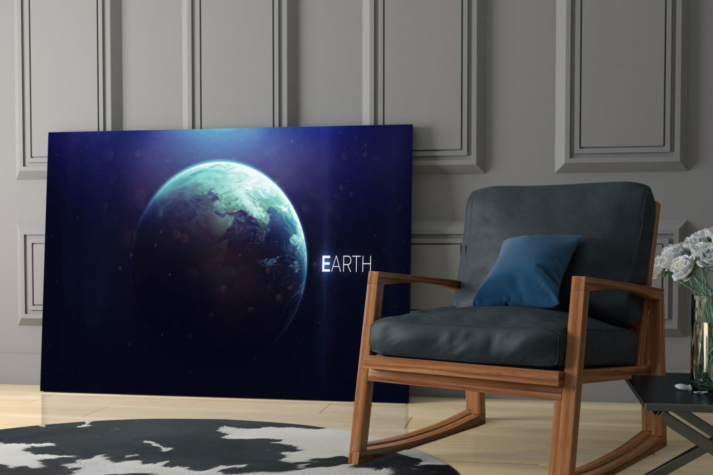 Blue Planet Earth Glass Wall Art