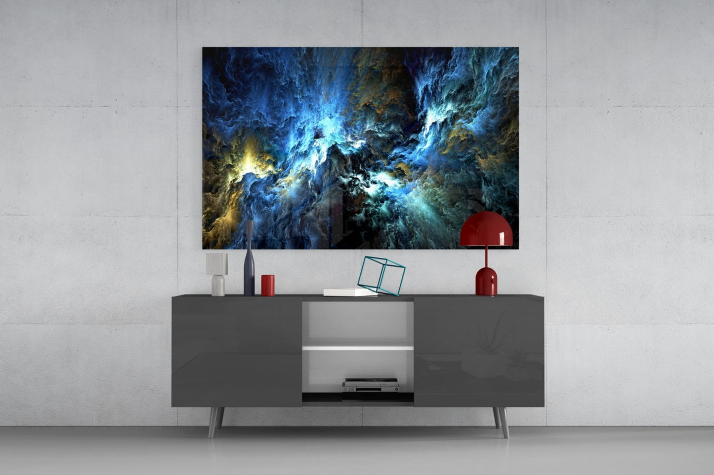 Cosmic Blue Cloudscape Glass Wall Art