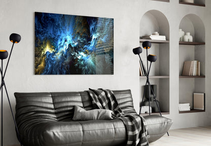 Cosmic Blue Cloudscape Glass Wall Art