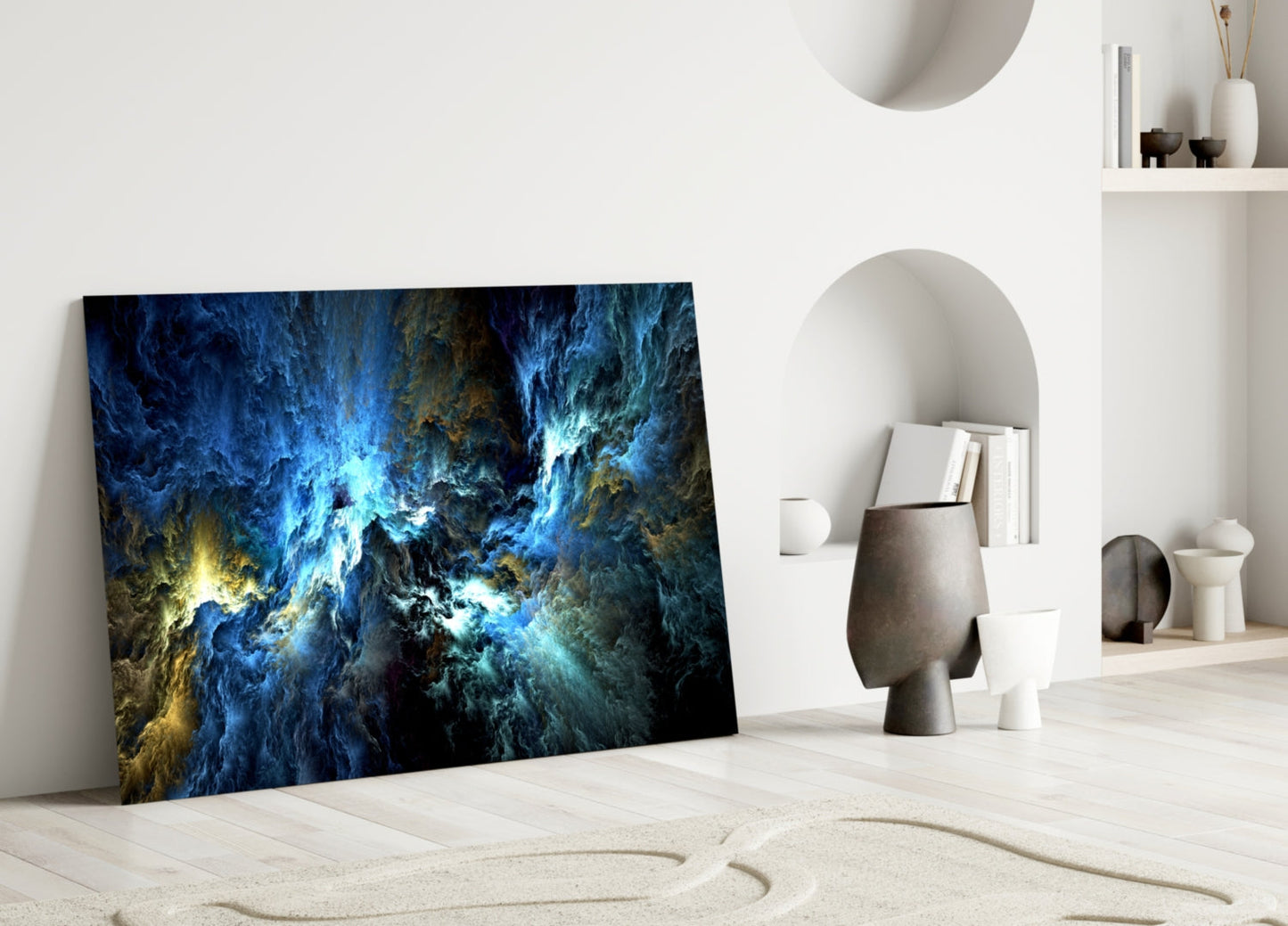 Cosmic Blue Cloudscape Glass Wall Art
